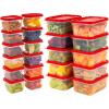 imageIRIS USA 44 PC Plastic Food Storage Containers With Lids  22 Meal Prep Containers Combo Set Leftovers Office Lunch Snack Fruit Microwave Dishwasher Freezer Safe BPA Free ClearRedClearRed