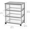 imageIRIS USA Plastic Drawer Storage Organizer Rolling Cart with Wheels Casters 3Drawers for Art Craft Supplies Bathroom Dorm Bedroom Laundry Room Wide BlackGray