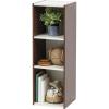imageIRIS USA 3Tier 12 Wide Cubby Storage Bookshelf with Adjustable Shelves Sturdy Versatile Easy Assembly Stackable Storage Shelf for Saving Space Walnut BrownWhiteWalnut BrownWhite