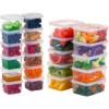 imageIRIS USA 44 PC Plastic Food Storage Containers With Lids  22 Meal Prep Containers Combo Set Leftovers Office Lunch Snack Fruit Microwave Dishwasher Freezer Safe BPA Free ClearRedClearClear