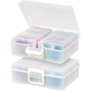 imageIRIS USA WeatherPro Photo Storage Case with 7 Inner 4 x 6 Picture Cases 2Pack Weathertight Organization Container for Pictures Scrapbooking Stationery Journaling Ephemera Art Supplies ClearPearl