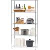 imageIRIS USA 5Shelf Wire Storage Unit Adjustable HeavyDuty Shelving Rack CorrosionResistant ChromeCoated Organizer with Rubber Feet for Stability For Home Garage or OfficeSilver