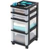 imageIRIS USA Inc 4Drawer Rolling Storage Cart with Organizer Top Black