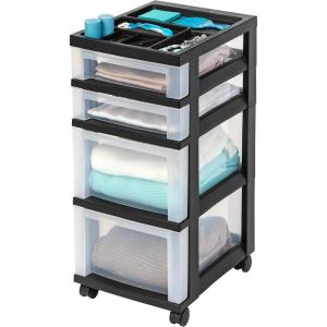imageIRIS USA Inc 4Drawer Rolling Storage Cart with Organizer Top Black