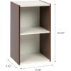 imageIRIS USA 3Tier Cubby Storage Bookshelf with Adjustable Shelves 10 Width Stackable Easy Assembly Space Saving Shelving Unit Decor Bookcase WhiteBrown