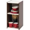 imageIRIS USA 3Tier Cubby Storage Bookshelf with Adjustable Shelves 10 Width Stackable Easy Assembly Space Saving Shelving Unit Decor Bookcase WhiteBrown