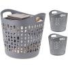 imageIRIS USA Plastic Laundry Basket 27L  3 Pack Flexible Clothes Hamper with Ventilation Holes Laundry Room Bedroom Bathroom Apartment Dorm Blankets Pillows Trinkets Organization WhiteGray