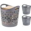 imageIRIS USA Plastic Laundry Basket 27L  3 Pack Flexible Clothes Hamper with Ventilation Holes Laundry Room Bedroom Bathroom Apartment Dorm Blankets Pillows Trinkets Organization WhiteGray