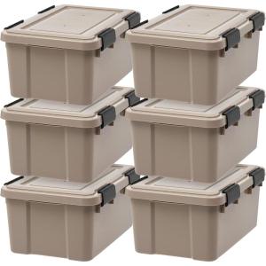 imageIRIS USA 4Pack Gasket Box 41 Quart WeatherResistant Storage Bins with Latching LidsHeavyDuty Organizing Containers for Closet Bathroom and Office 19 Qt  6 Pack