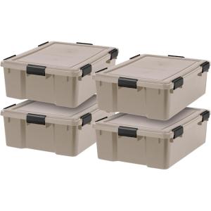 imageIRIS USA 4Pack Gasket Box 41 Quart WeatherResistant Storage Bins with Latching LidsHeavyDuty Organizing Containers for Closet Bathroom and Office 41 Qt  4 Pack