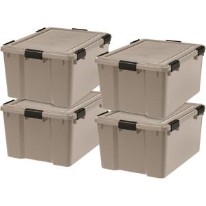 imageIRIS USA 4Pack Gasket Box 41 Quart WeatherResistant Storage Bins with Latching LidsHeavyDuty Organizing Containers for Closet Bathroom and Office 63 Qt  4 Pack