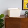 imageIRIS USA 15 Qt Plastic Basket Storage Bins with Lids Medium 4Pack Stackable Lidded Storage Organizer Bins for Kitchen Bathroom and Bedroom Off WhiteOff White
