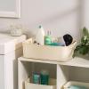 imageIRIS USA 15 Qt Plastic Basket Storage Bins with Lids Medium 4Pack Stackable Lidded Storage Organizer Bins for Kitchen Bathroom and Bedroom Off WhiteOff White