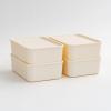 imageIRIS USA 15 Qt Plastic Basket Storage Bins with Lids Medium 4Pack Stackable Lidded Storage Organizer Bins for Kitchen Bathroom and Bedroom Off WhiteOff White