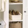 imageIRIS USA 15 Qt Plastic Basket Storage Bins with Lids Medium 4Pack Stackable Lidded Storage Organizer Bins for Kitchen Bathroom and Bedroom Off WhiteOff White