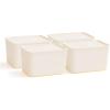 imageIRIS USA 15 Qt Plastic Basket Storage Bins with Lids Medium 4Pack Stackable Lidded Storage Organizer Bins for Kitchen Bathroom and Bedroom Off WhiteOff White