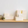 imageIRIS USA 15 Qt Plastic Basket Storage Bins with Lids Medium 4Pack Stackable Lidded Storage Organizer Bins for Kitchen Bathroom and Bedroom Off WhiteOff White