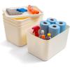 imageIRIS USA 15 Qt Plastic Basket Storage Bins with Lids Medium 4Pack Stackable Lidded Storage Organizer Bins for Kitchen Bathroom and Bedroom Off WhiteOff White