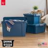 imageIRIS USA 4 Pack TrailBox 8 Gallon Lockable Storage Trunk Box Truck Bed Bin HeavyDuty Containers Camping Gear Adventure Chest  Dark GrayGrayNavy