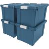 imageIRIS USA 4 Pack TrailBox 8 Gallon Lockable Storage Trunk Box Truck Bed Bin HeavyDuty Containers Camping Gear Adventure Chest  Dark GrayGrayNavy