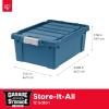 imageIRIS USA 4 Pack TrailBox 8 Gallon Lockable Storage Trunk Box Truck Bed Bin HeavyDuty Containers Camping Gear Adventure Chest  Dark GrayGrayNavy
