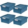 imageIRIS USA 4 Pack TrailBox 8 Gallon Lockable Storage Trunk Box Truck Bed Bin HeavyDuty Containers Camping Gear Adventure Chest  Dark GrayGrayNavy