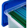 imageIRIS USA File Box Plastic File Organizer Box With Lids LetterLegal File Important Document Box Portable Storage Filing Bin Stackable Nestable ClearBlue 35 Qt 3 PackClearBlue  3 Pack