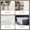 imageIRIS USA File Box Plastic File Organizer Box With Lids LetterLegal File Important Document Box Portable Storage Filing Bin Stackable Nestable ClearBlue 35 Qt 3 PackClear  1 Pack