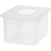 imageIRIS USA File Box Plastic File Organizer Box With Lids LetterLegal File Important Document Box Portable Storage Filing Bin Stackable Nestable ClearBlue 35 Qt 3 PackClear  1 Pack