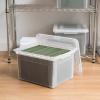 imageIRIS USA File Box Plastic File Organizer Box With Lids LetterLegal File Important Document Box Portable Storage Filing Bin Stackable Nestable ClearBlue 35 Qt 3 PackClear  1 Pack