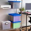 imageIRIS USA File Box Plastic File Organizer Box With Lids LetterLegal File Important Document Box Portable Storage Filing Bin Stackable Nestable ClearBlue 35 Qt 3 PackClearBlue  3 Pack