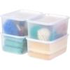 imageIRIS USA 15 Qt Plastic Basket Storage Bins with Lids Medium 4Pack Stackable Lidded Storage Organizer Bins for Kitchen Bathroom and Bedroom Off WhitePearl