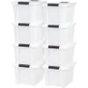 imageIRIS USA 21 Qt Stackable Plastic Storage Bins with Lids 8 Pack  BPAFree Made in USA  Discreet Organizing Solution Latches Durable Nestable Containers Secure Pull Handle  Pearl
