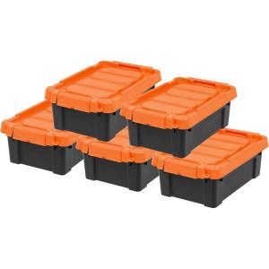 imageIRIS USA 4 Pack TrailBox 8 Gallon Lockable Storage Trunk Box Truck Bed Bin HeavyDuty Containers Camping Gear Adventure Chest  Dark GrayGrayBlack