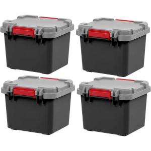 imageIRIS USA 4 Pack TrailBox 8 Gallon Lockable Storage Trunk Box Truck Bed Bin HeavyDuty Containers Camping Gear Adventure Chest  Dark GrayGrayDark Gray