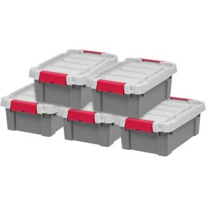 imageIRIS USA 4 Pack TrailBox 8 Gallon Lockable Storage Trunk Box Truck Bed Bin HeavyDuty Containers Camping Gear Adventure Chest  Dark GrayGrayGray