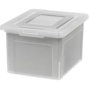 imageIRIS USA File Box Plastic File Organizer Box With Lids LetterLegal File Important Document Box Portable Storage Filing Bin Stackable Nestable ClearBlue 35 Qt 3 PackClear  1 Pack
