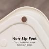 imageIRIS USA Waterproof Dog Food Mat Sturdy Plastic 28x 145 Inner Tray Area Extra High Lip for SpillProof NonSlip Rubber Feet Easy Clean for Cat Dog Food Bowls amp Water FountainsWOOF Ivory30L x 20W