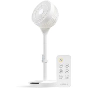imageIRIS USA WOOZOO Pedestal Standing Fan 360 Oscillating Fan Vortex Fan DC Motor Quiet and Eco Friendly Remote Equipped 5in1 Fan with Timer 12 Speed Settings Touch Panel Height Adjustable White