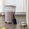 imageIRIS USA 25Lb30Qt WeatherPro Airtight Pet Food Storage Container with Scoop and Casters Dog Cat Bird Brown
