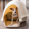 imageIRIS USA Igloo Dog House WhiteBeige Small and Medium Dogs and Cats IndoorOutdoor