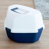imageIRIS USA Large Corner Cat Litter Box with Lid  Enclosed Design Handle amp Buckles NavyWhite