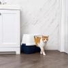 imageIRIS USA Large Corner Cat Litter Box with Lid  Enclosed Design Handle amp Buckles NavyWhite