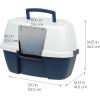 imageIRIS USA Large Corner Cat Litter Box with Lid  Enclosed Design Handle amp Buckles NavyWhite