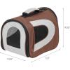 imageIRIS USA Large Soft Sided Carrier with Shoulder Strap Sturdy Collapsible Water Resistant Cat Dog Pet Carrier with Padded Bottom and Top Handle for Travel Road Trip BlackBrown