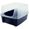 imageIRIS USA Open Top Cat Litter Tray with Scatter Shield Sturdy Easy to Clean Open Air Kitty Litter Pan with Tall Spray and Scatter Shield Navy