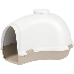 imageIRIS USA Igloo Dog House WhiteBeige Small and Medium Dogs and Cats IndoorOutdoor