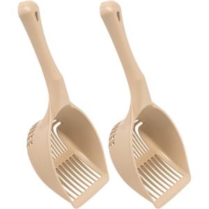 imageIRIS USA Jumbo Plastic Cat Litter Scoop 2 Pack Sturdy Easy to Use Kitty Litter Scoop with Small and Large Slots for Clay Pine Tofu Paper Various Cat Litter Types Almond