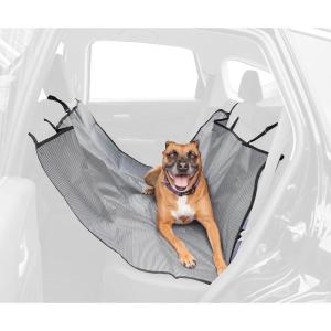 imageIRIS USA Large Dog Car Seat Hammock Cover WaterResistant and Easy Install Fits Standard Size Car Backseat Cover and Protects Against Dirt and Animal Hair for Pet Dog Cat GrayGray striped