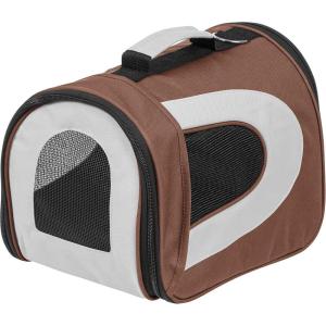 imageIRIS USA Large Soft Sided Carrier with Shoulder Strap Sturdy Collapsible Water Resistant Cat Dog Pet Carrier with Padded Bottom and Top Handle for Travel Road Trip BlackBrown